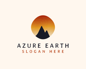 Sunset Stripe Mountain Peak logo design