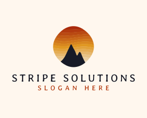 Sunset Stripe Mountain Peak logo design