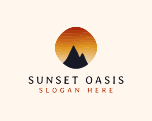 Sunset Stripe Mountain Peak logo design