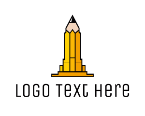 Pen - Yellow Pencil Tower logo design