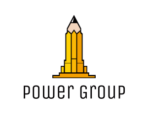 Preschool - Yellow Pencil Tower logo design