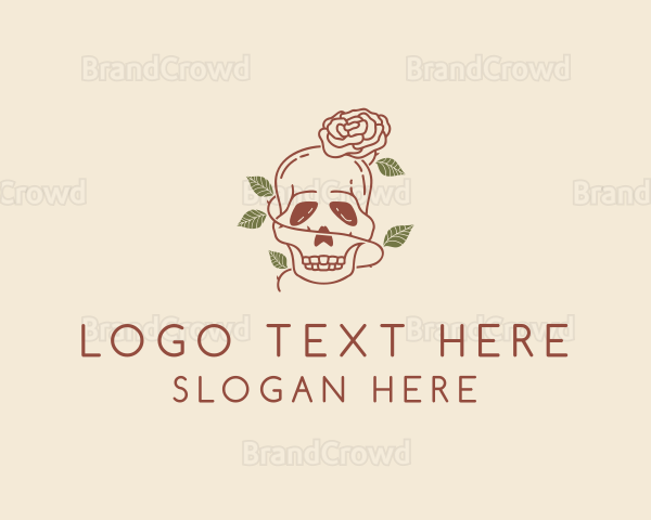 Skull Flower Vine Logo
