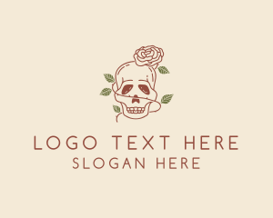 Vine - Skull Flower Vine logo design