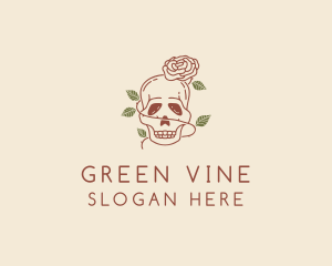 Skull Flower Vine logo design