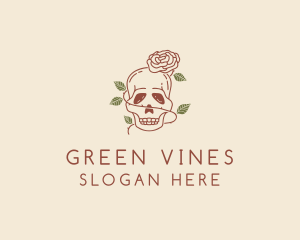 Skull Flower Vine logo design