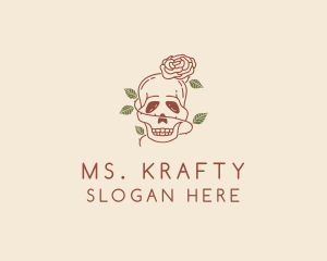Spooky - Skull Flower Vine logo design
