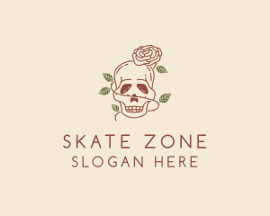 Skull Flower Vine logo design