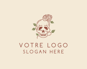 Scary - Skull Flower Vine logo design
