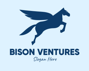 Blue Flying Pegasus  logo design