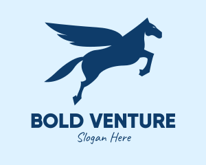 Venture - Blue Flying Pegasus logo design