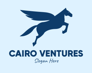 Blue Flying Pegasus  logo design