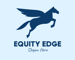 Blue Flying Pegasus  logo design