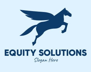 Blue Flying Pegasus  logo design
