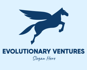 Blue Flying Pegasus  logo design