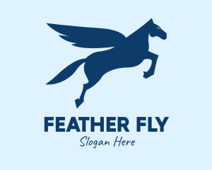 Blue Flying Pegasus  logo design