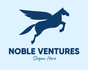 Blue Flying Pegasus  logo design