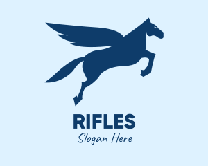 Animal - Blue Flying Pegasus logo design