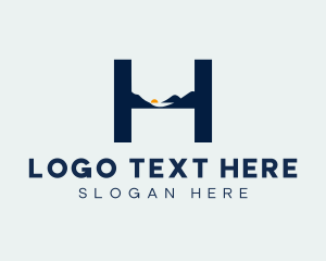 Vacation - Horizon Mountain Letter H logo design