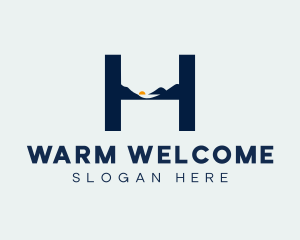 Hospitality - Horizon Mountain Letter H logo design