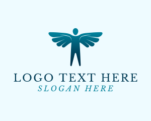Teal - Winged Man Silhouette logo design