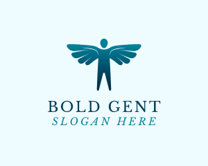 Winged Man Silhouette logo design