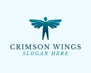 Winged Man Silhouette logo design