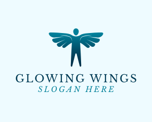 Winged Man Silhouette logo design