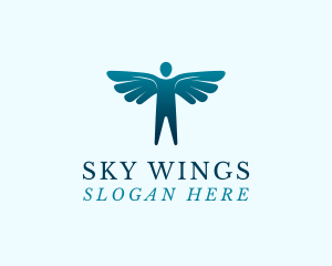 Winged Man Silhouette logo design