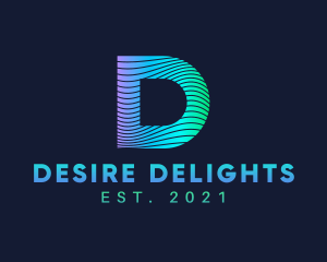 Gradient Stripes Letter D logo design