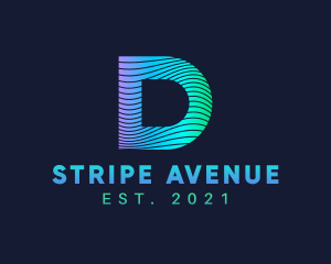 Stripes - Gradient Stripes Letter D logo design