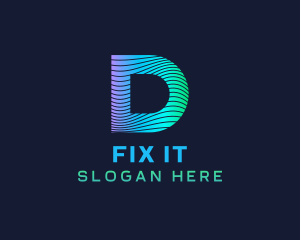 Gradient Stripes Letter D logo design