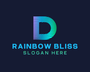 Gradient Stripes Letter D logo design