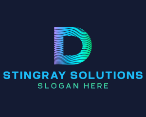 Gradient Stripes Letter D logo design