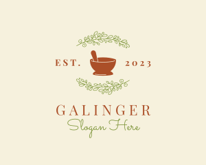 Organic Leaf Mortar Pestle Logo