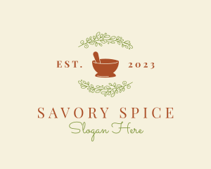 Condiments - Organic Leaf Mortar Pestle logo design