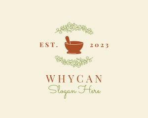 Artisanal - Organic Leaf Mortar Pestle logo design