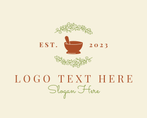 Organic Leaf Mortar Pestle Logo