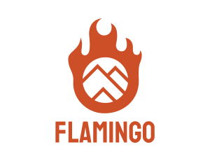 Burning - Orange Flame Mountain logo design