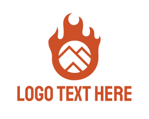 Orange Fire - Orange Flame Mountain logo design
