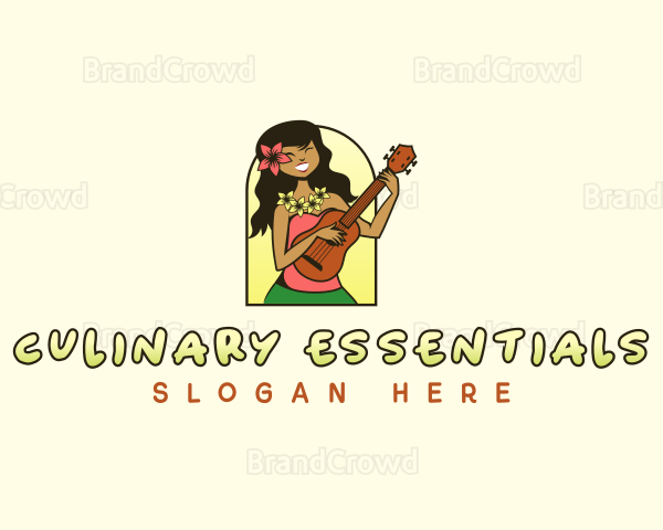 Ukelele Hawaiian Girl Logo