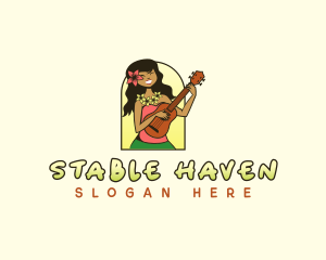 Ukelele Hawaiian Girl Logo