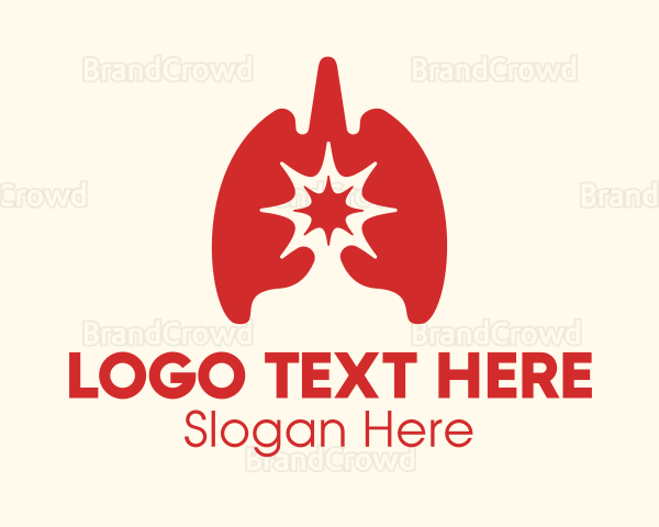 Red Respiratory Lung Virus Logo