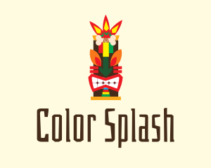 Colorful Tiki Statue logo design