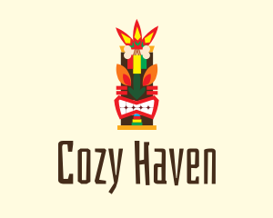 Colorful Tiki Statue logo design