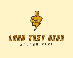 Voltage - Lightning Human Bolt logo design