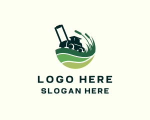 Farmer - Grass Lawn Mower logo design