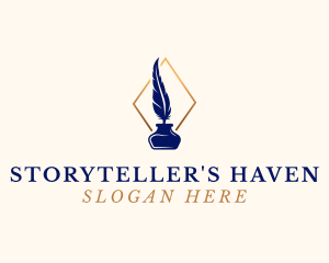 Novelist - Elegant Quill Pen logo design