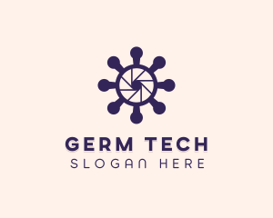 Germ - Camera Lens Virus Journalism logo design