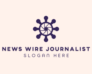 Camera Lens Virus Journalism logo design