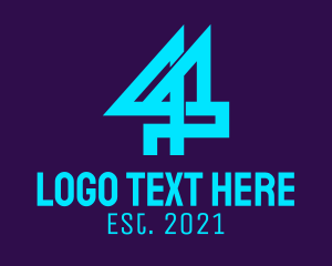 Amusement - Neon Blue Number 44 logo design